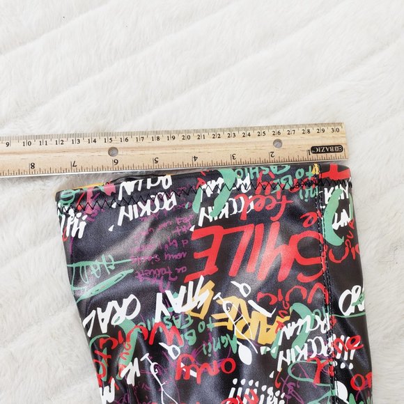 Zen Love Colorful Graffiti Print Over The Knee Boots With Wedge Heart heels - Picture 3 of 16